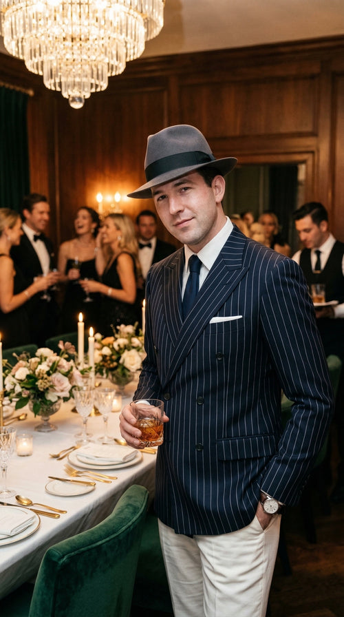 Men’s Black Pinstripe Blazer 1920s Gangster Mob Boss Style Jacket – Classic Double Breasted Vintage Suit Blazer, Formal Party Costume Wear