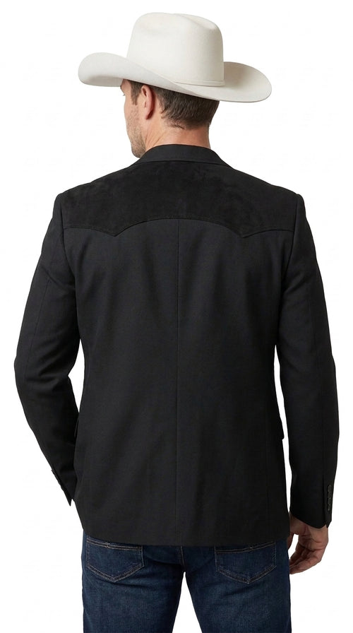Men’s Black Western Blazer – Cowboy Sport Coat with Western Yoke Design