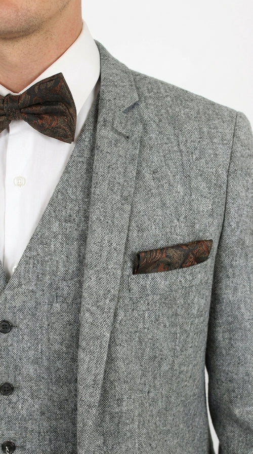Men’s Edwardian Grey 3-Piece Suit – Dickens Downton Abbey Victorian Vintage Tweed Suit