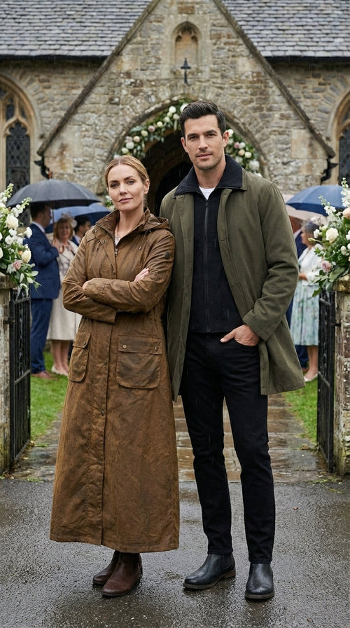 Mens Olive Brown Trench Coat Raincoat – Classic Water Resistant Long Coat with Zip and Button Closure for Business, Travel and Everyday Outerwear