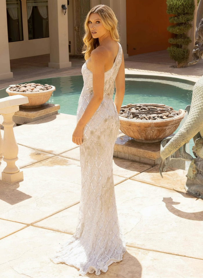 Primavera Couture 12051 - Beaded Fringe Fitted Prom Dress