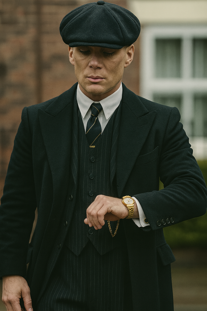 Mens Peaky Blinders Costume Thomas Shelby Pinstripe Outfit