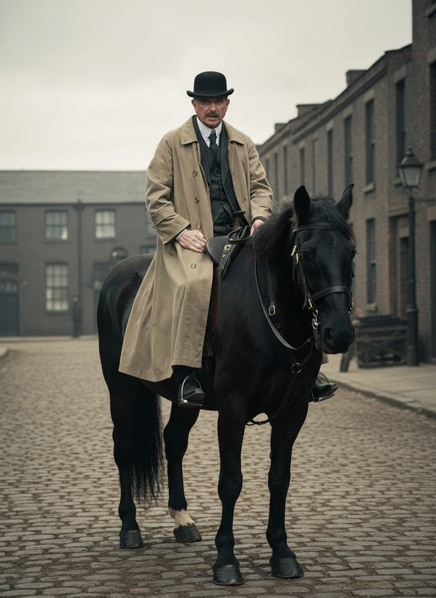 Men’s Beige Cotton Trench Coat Suit Package – Classic Long Overcoat for Formal + Suit + Hat