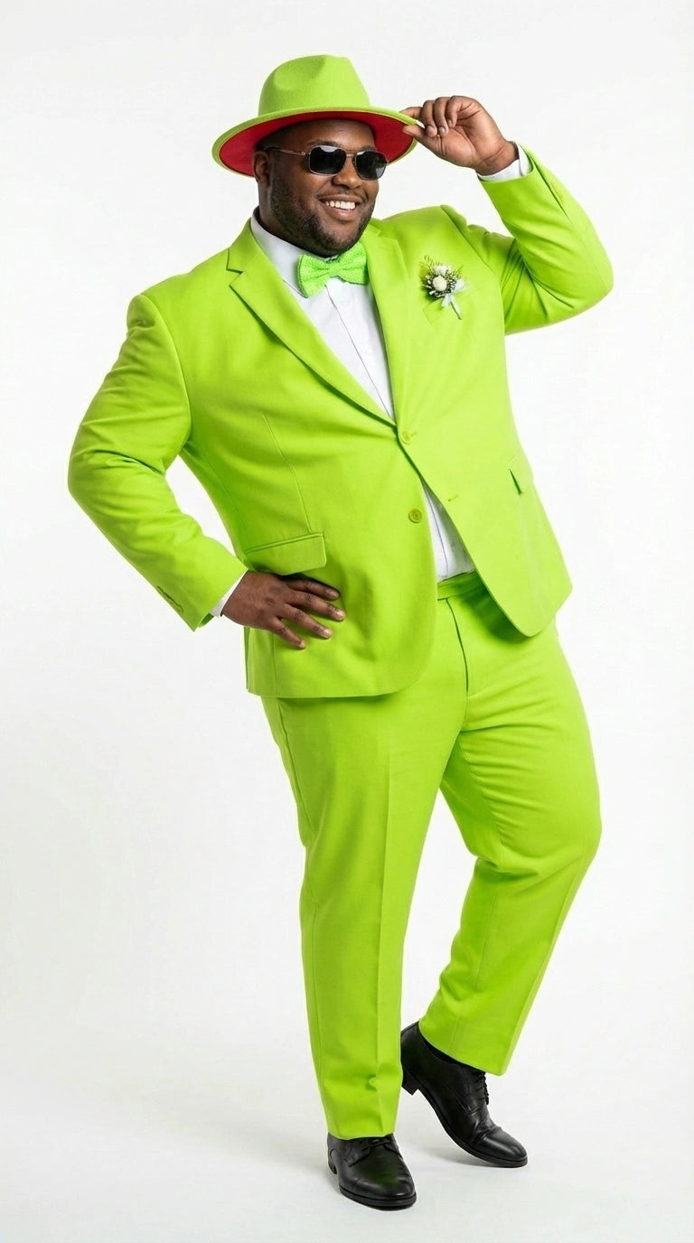 Men’s Neon Green Suit – Bright Lime Green Fashion Suit for Prom, Party, Stage Performance and Statement Formal Wear