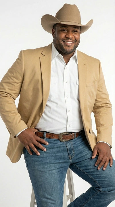 Men’s Tan Camel British khaki Western Blazer – Two Button Classic Casual Sport Coat - Cowboy Country Coat