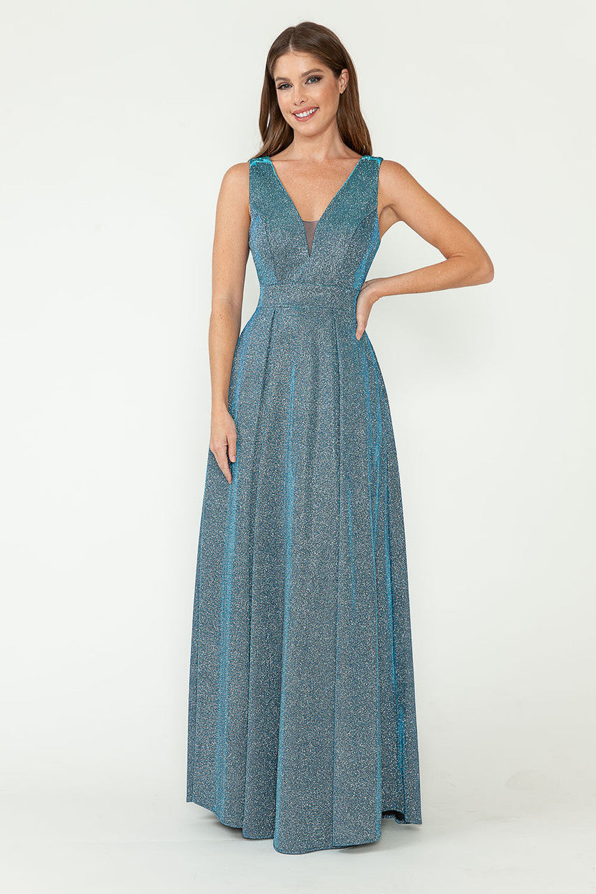 Lenovia 5256 Metallic Glitter Stretch Knit Sleeveless A-line Dress