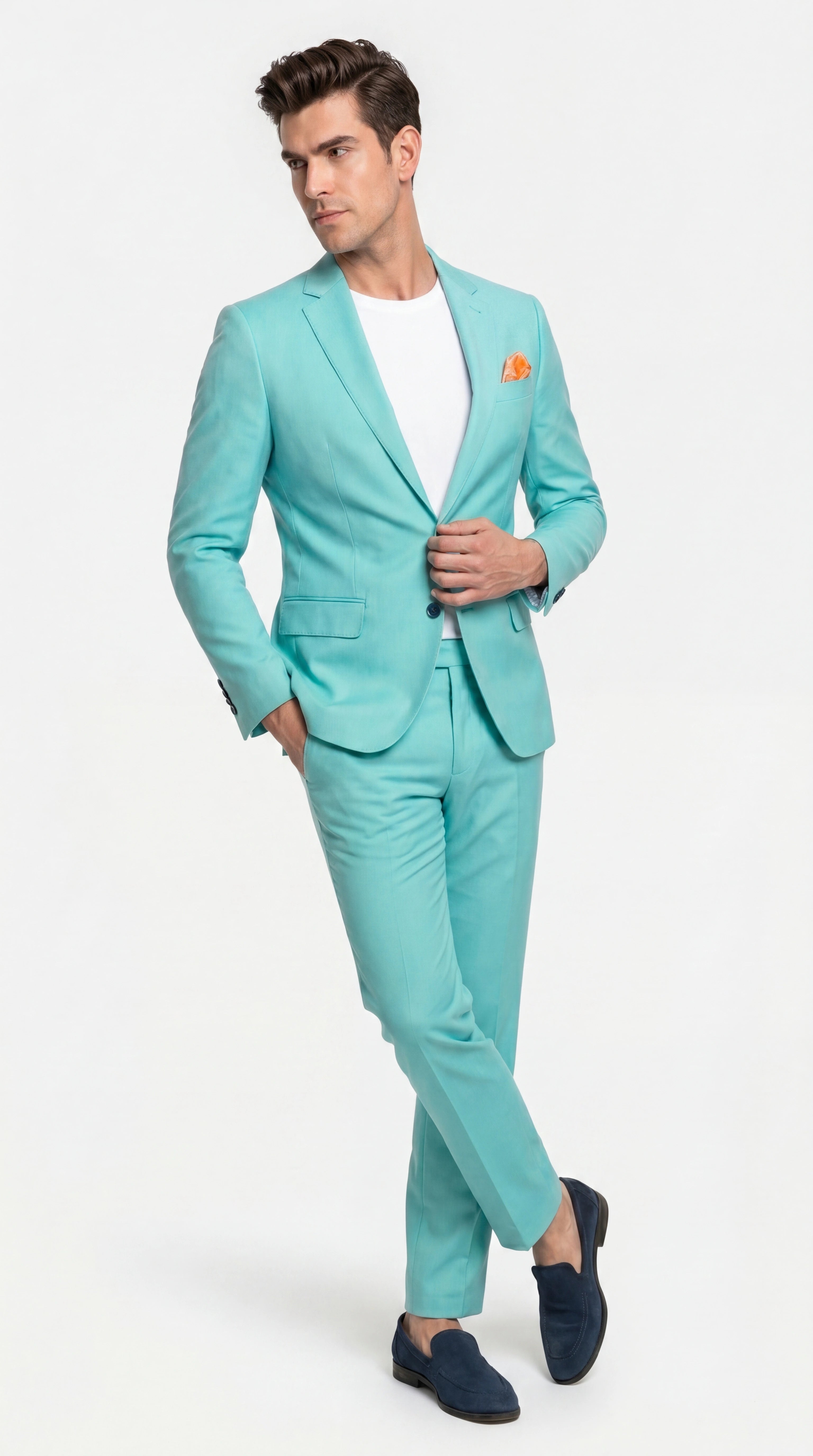 Men’s Turquoise 2 Piece Suit with Jacket and Pants, Formal Wedding Suit for Prom, Parties, Summer Events, and Special Occasions – SuitUSA