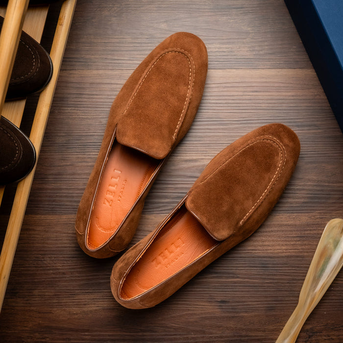 Zelli Bruno Brown Suede Loafer | Handcrafted Italian Dress Shoe