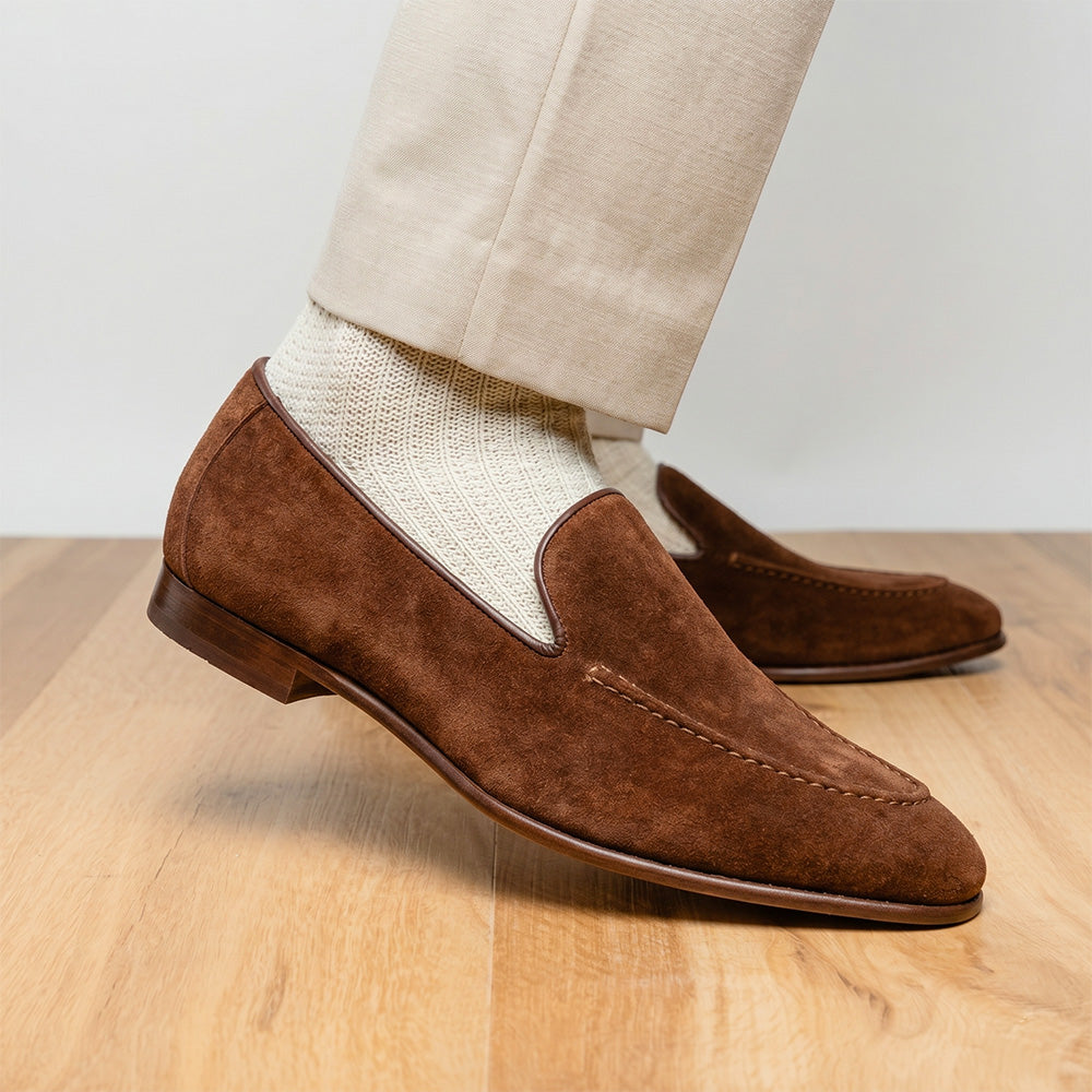 Zelli Bruno Brown Suede Loafer | Handcrafted Italian Dress Shoe