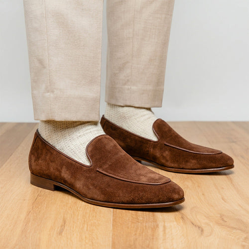 Zelli Bruno Brown Suede Loafer | Handcrafted Italian Dress Shoe