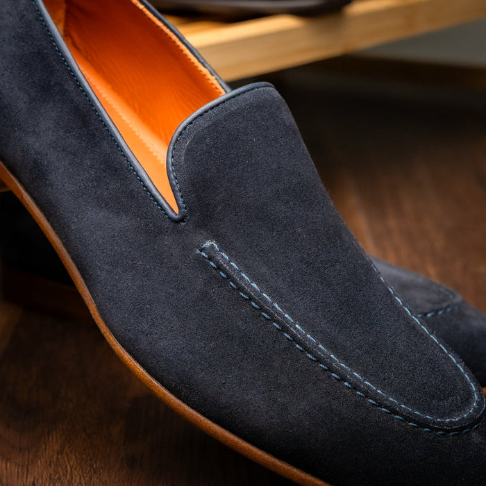 Zelli Bruno Handcrafted Italian Suede Loafer in Sophisticated Navy