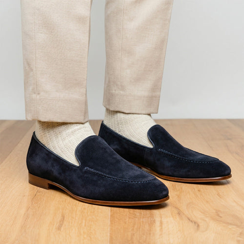 Zelli Bruno Handcrafted Italian Suede Loafer in Sophisticated Navy