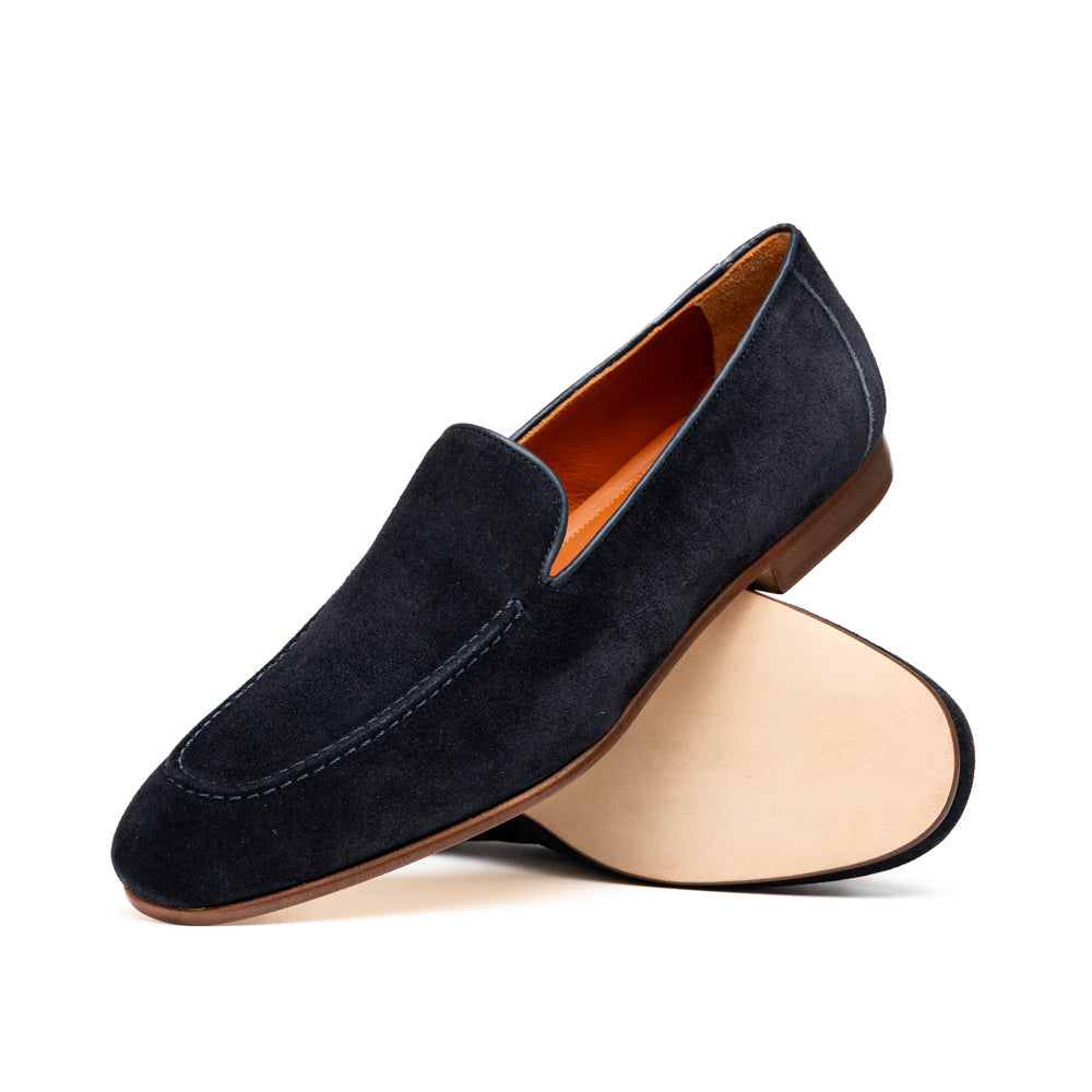 Zelli Bruno Handcrafted Italian Suede Loafer in Sophisticated Navy
