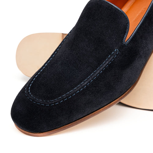 Zelli Bruno Handcrafted Italian Suede Loafer in Sophisticated Navy