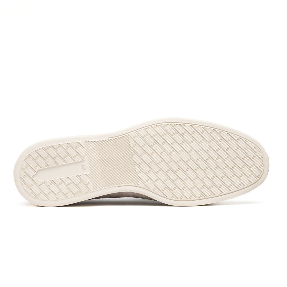 Zelli Livorno Stampata Crocodile Embossed Nubuck Loafer in Bone