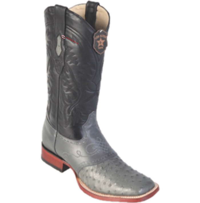 Men’s Los Altos Ostrich Boots With Saddle Wide Square Toe