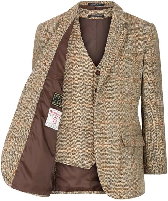 Walker and Hawkes Harris Tweed Blakemore Blazer for Men - Hand-Woven Wool Tweed Jacket with Polyester Lining, Regular Fit USA Men's Outlet