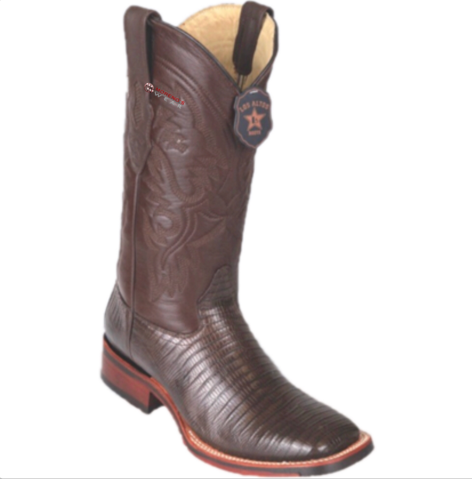 Men’s Los Altos Teju Lizard Boots Wide Square Toe (Rubber Sole)