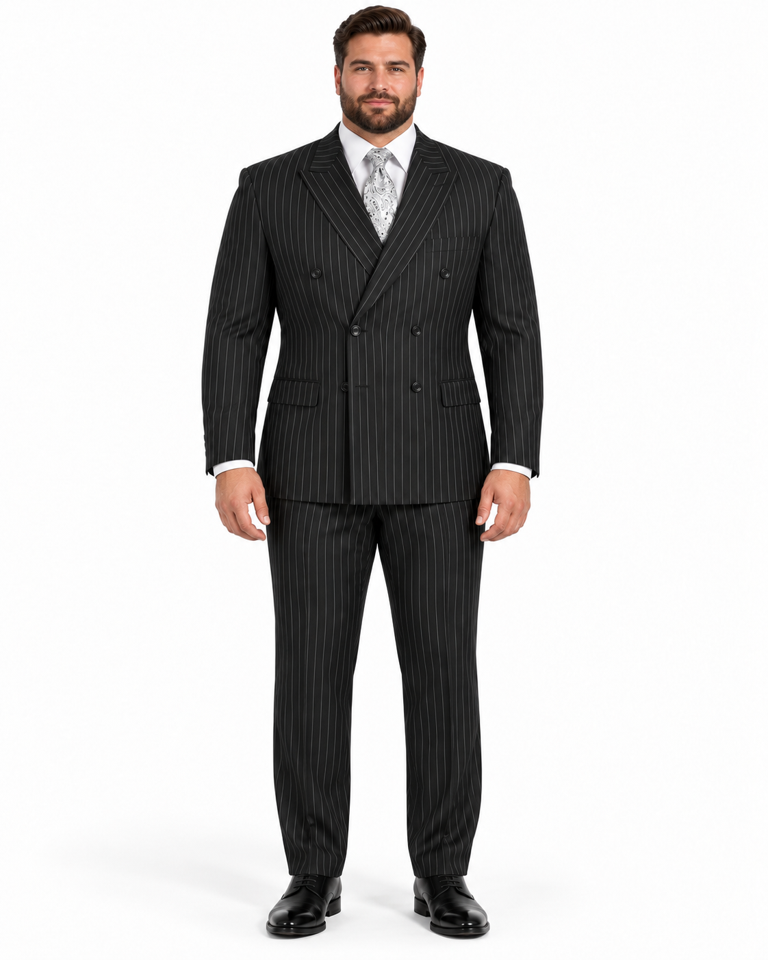 "Sophisticated Black Pinstripe Suit: Perfect for Prom and Wedding Formalities"
