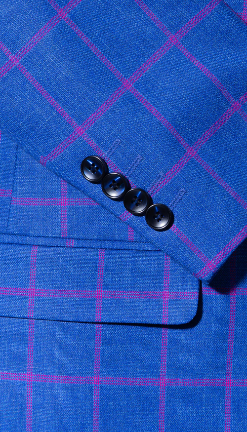 Mens Slim Fit Plaid Suit in Blue – Elegant 3 Piece Formal Set