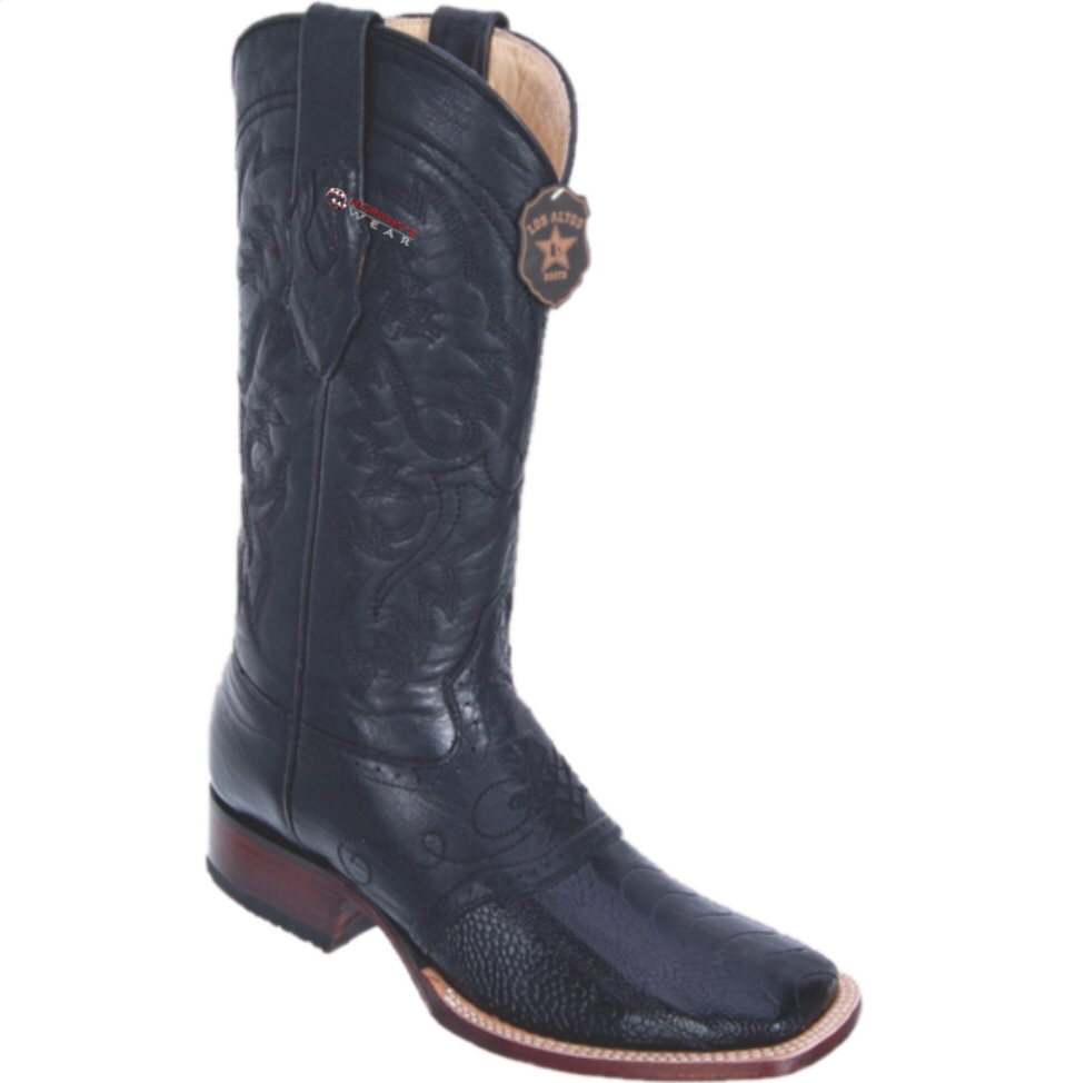 Men’s Los Altos Ostrich Leg Boots With Saddle Wide Square Toe