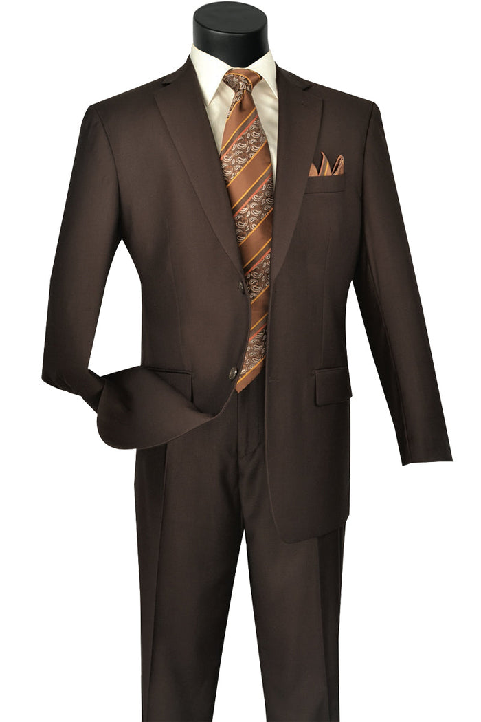 Mens 2 Button Classic Fit Pleated Pant Suit in Black by Vinci