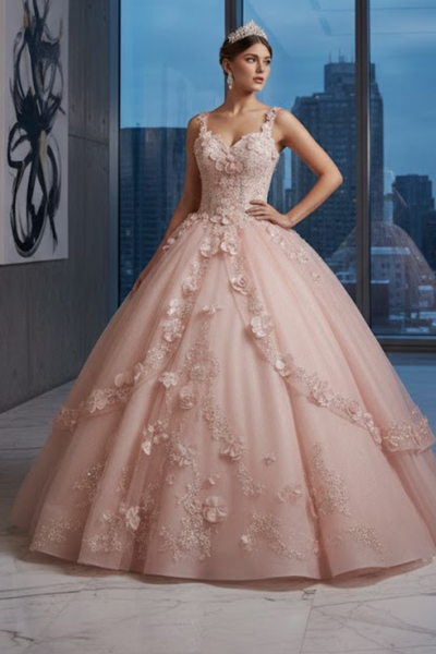 Plus Size Ball Gown in Rose Gold | Formal Quinceanera Dress