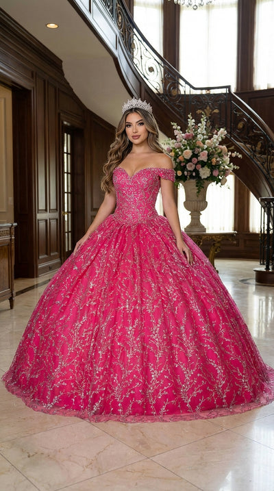 Layla K LK183 Off Shoulder Corset Quinceanera Glitter Ball Gown