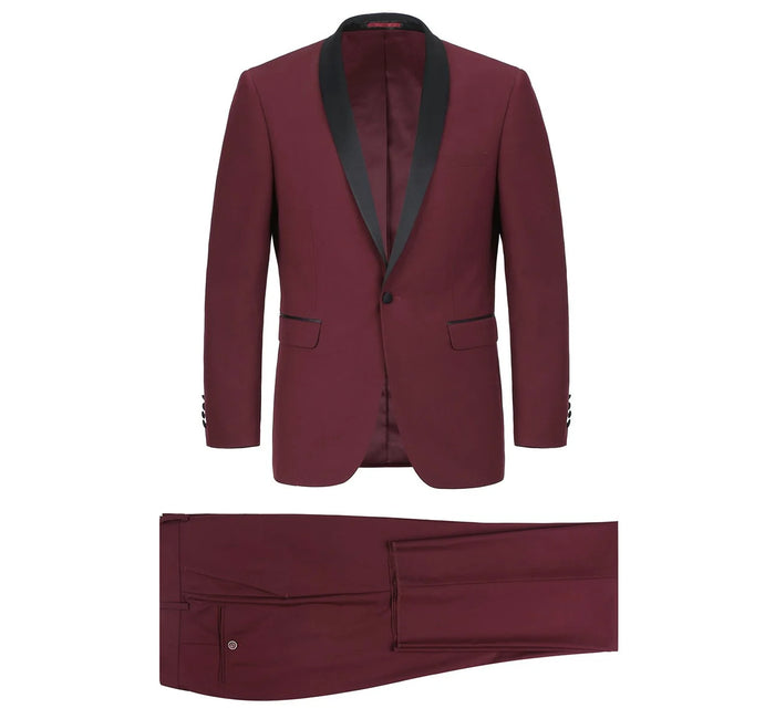 Renoir 201-8 Men's Slim Fit 2-Piece Shawl Lapel Slim Fit Tuxedo Suit