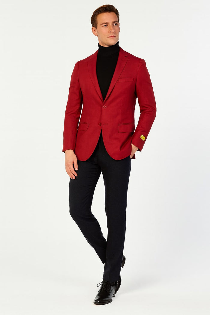 Men’s Burgundy Red - Wine Two-Button Sport Coat - Stylish Blazer for Business, Parties by USA Men's Outlet