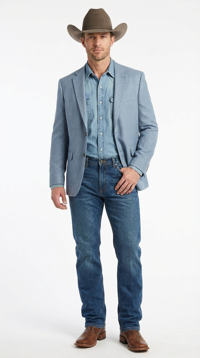 Mens Rugby Teal Baby Sky Western Blazer – Cowboy Style Casual Sport Coat for Men Classic Western Jacket in Light Blue Color – SuitUSA