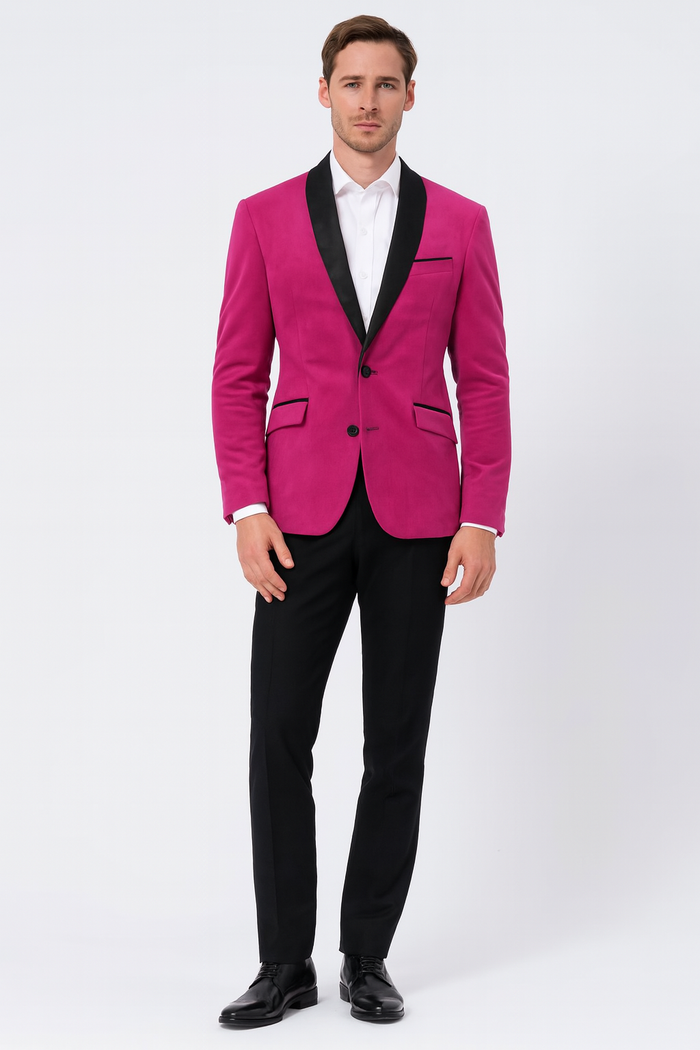 hot pink and black wedding dress Outlet Fuchsia Tuxedo Blazer With Satin Lapel Stylish Party Jacket Color Pants S Spinach Mandarin Salad with Color:TIMBER BROWN This corset back tulle launch_date:5/29/2018