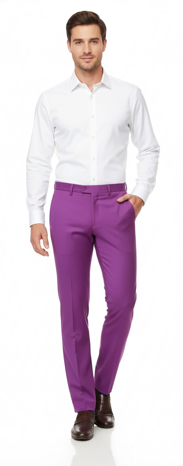 Mens Slim Fit Light Purple Dress Pants - Modern Formal Trousers for Business, Weddings and Parties by USA Men's Outlet
