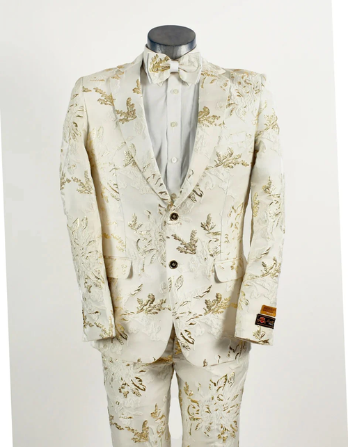 White Prom Suit - White Prom Tuxedo Suits - White Wedding Paisley Prom Tuxedo by PROMTUXEDO