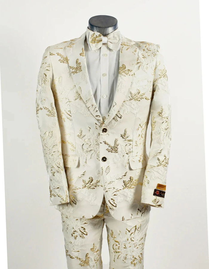 White Prom Suit - White Prom Tuxedo Suits - White Wedding Paisley Prom Tuxedo by PROMTUXEDO