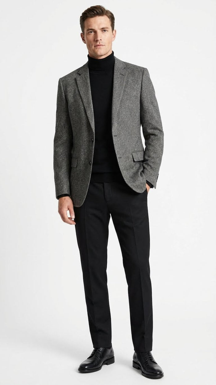 Men’s Grey Tweed Herringbone Sport Coat - Gray Mens Blazer Suit Jacket by USA Men's Outlet