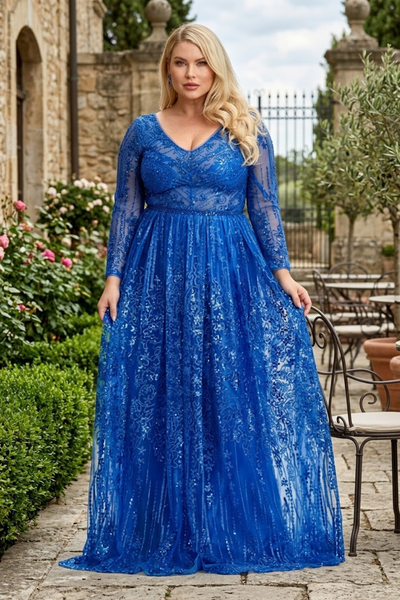 Plus Size Long Evening Gown Maxi Formal Dress for Women