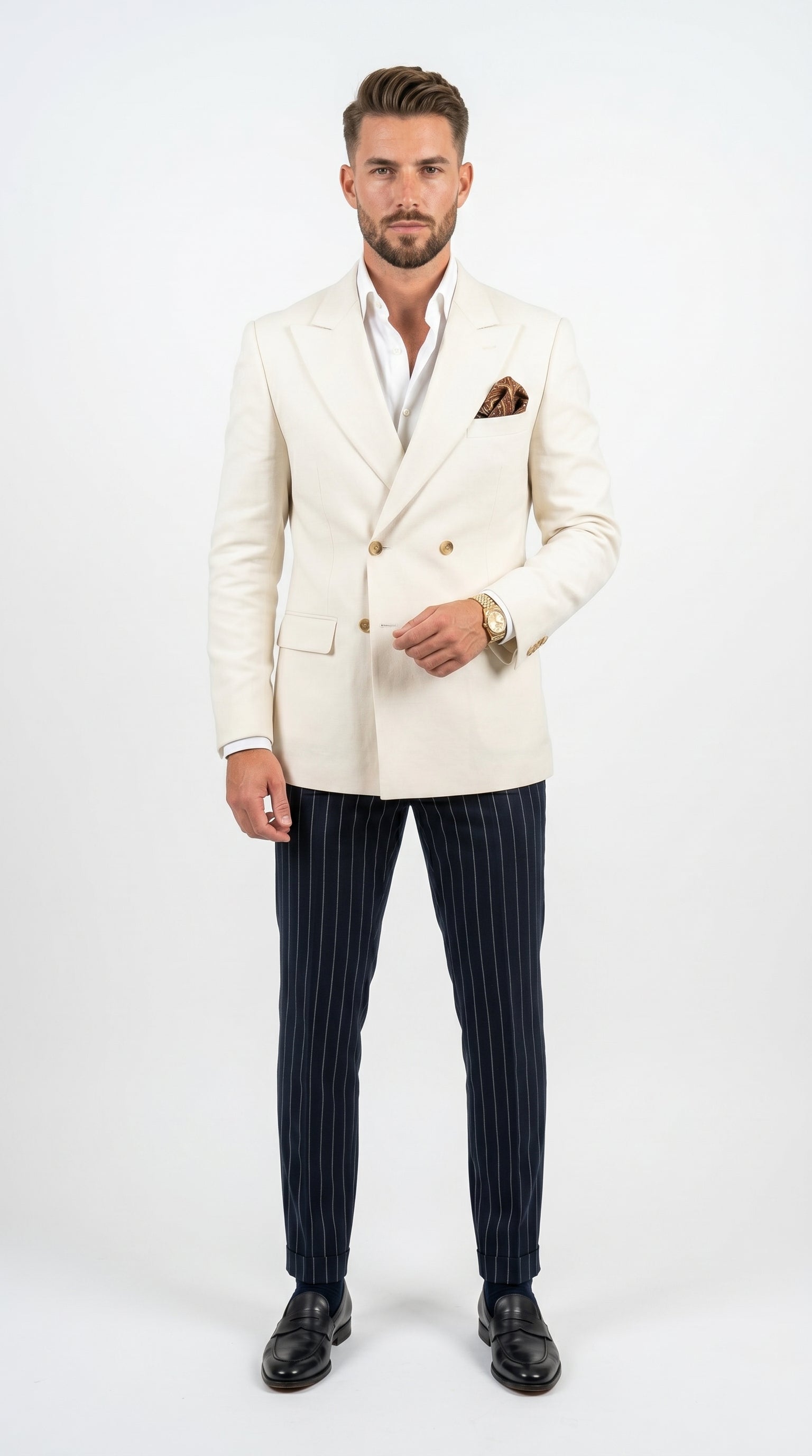 Men’s Ivory Linen Double Breasted Blazer, Lightweight Wedding Dinner Sport Coat Jacket Cream Off White – SuitUSA