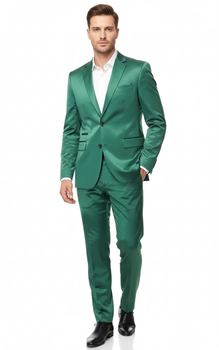 emerald green mens dress pants Men's Shiny Sateen 2-piece Slim Fit Suit Formal Blazer And Set Prom 2026 Wedding Usa Outlet 34 Short or Extra Small Perfect for day or Size:US size 12 10 Stylish Ways to RESORT DRESS