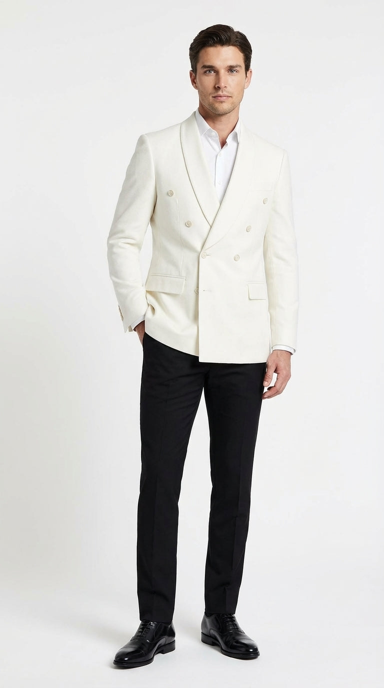 Mens Ivory Dinner Jacket Blazer – Elegant Ivory Cream Off White Formal Blazer Wedding Tuxedo Jacket Evening Wear – SuitUSA