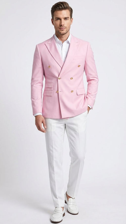 Men’s Light Pink Double Breasted Blazer - Sport Jacket Coat by USA Men's Outlet