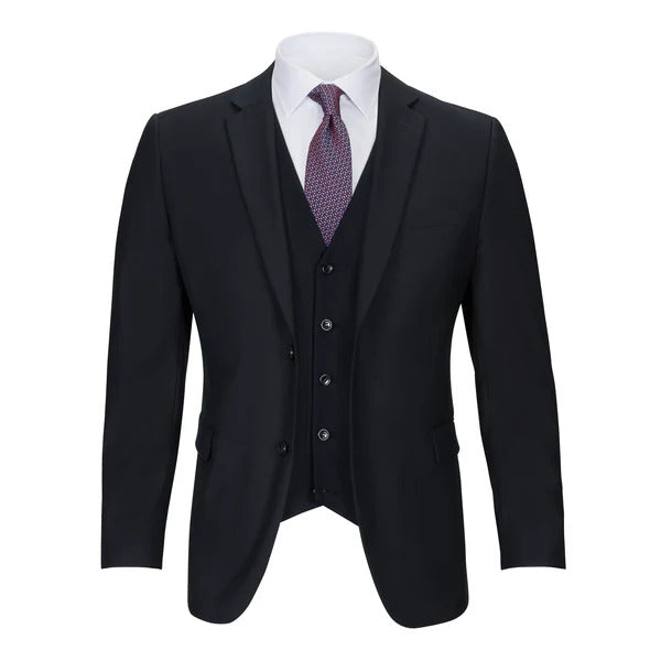 Mens Vested Navy Slim Fit Suit