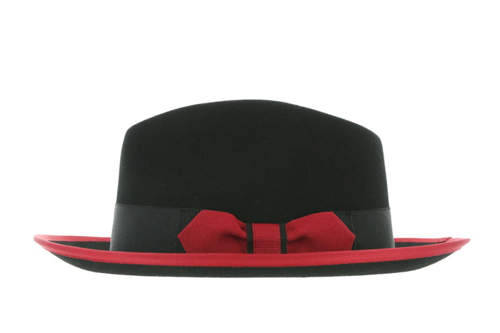 Black & Red Jacob Trilby Crushable Hat by Ferrecci