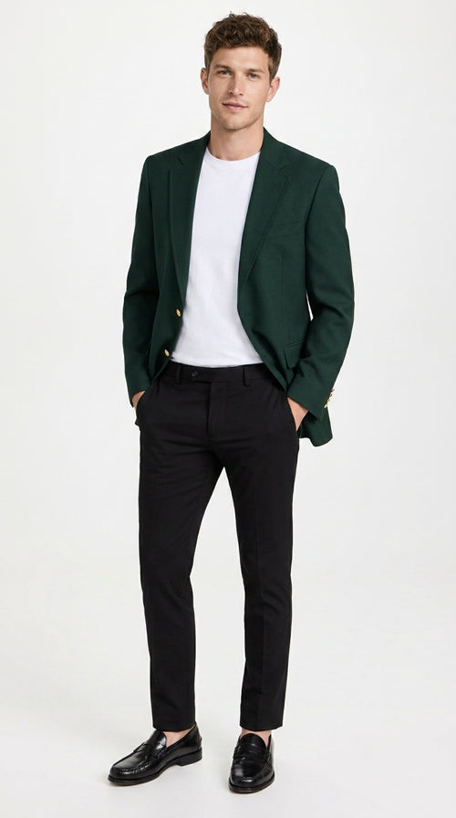 Men’s Hunter Green Blazer with Black Pants –, Church, Business and Formal Outfit dark green color