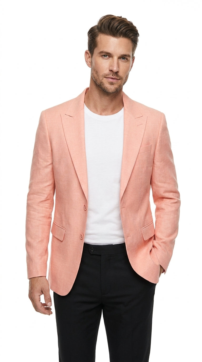 Men’s Peach Blazer – Modern Fit Wedding, Summer, Business Casual & Smart Casual Sport Coat