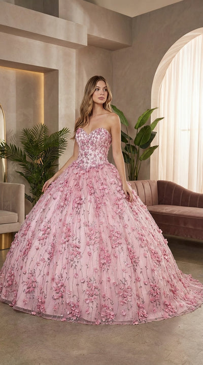 Layla K LK190 3D Floral Strapless Corset Quinceanera Ball Gown