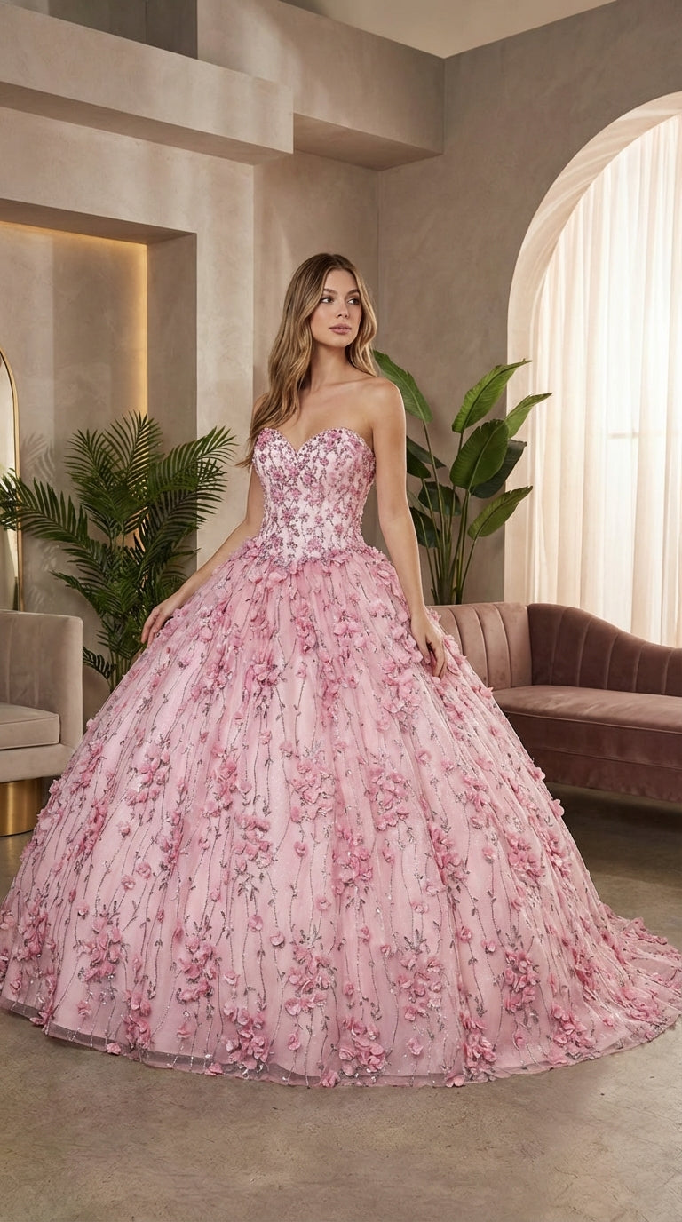 Layla K LK190 3D Floral Strapless Corset Quinceanera Ball Gown