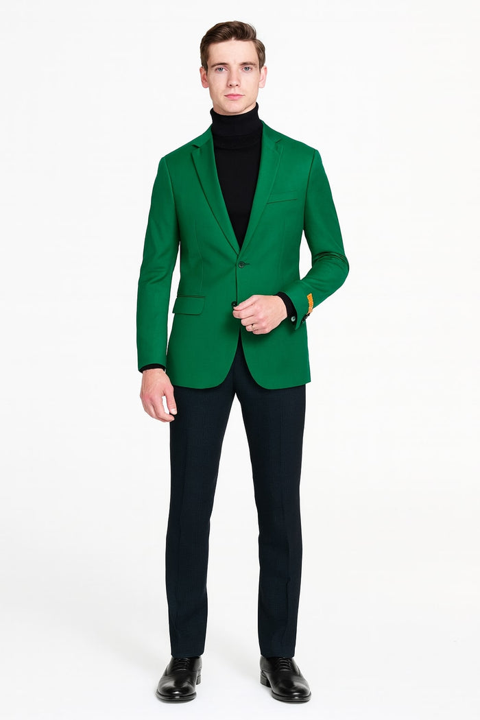 Mens Green Blazer - Stylish Casual and Formal Sport Coat for Parties, Weddings and Events in Emerald Green by USA Men's Outlet