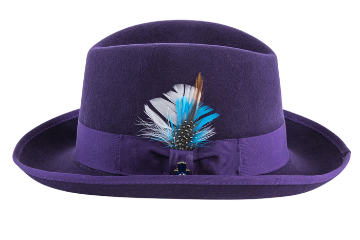 Purple 100 % Wool Australian Fur Felt Godfather Hat by Ferrecci