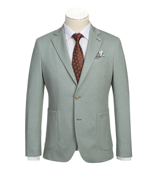 Half Canvas Slim Fit Blazer in Light Sage Gray by Pellagio